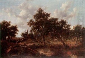 Gypsies Beside A Camp Fire In A Wooded Landscape