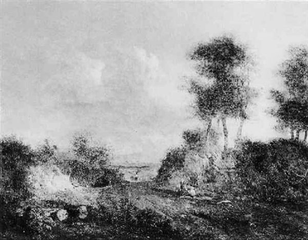 Wooded Landscape With Figures In The Foreground - view 1