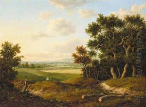 A Wooded Landscape With A Shepherd Looking Over His Flock A Wooded Landscape With A Shepherd Looking Over His Flock