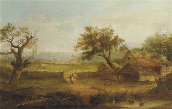 A Peasant Woman In A Farmyard, Ducks In A Pond In The Foreground - view 1