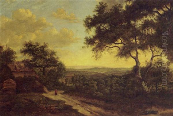 Woody Landscape With Peasant Woman - view 1