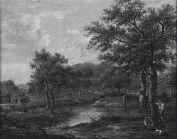 Two Figures In River Landscape - view 1