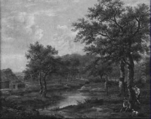 Two Figures In River Landscape by Patrick Nasmyth