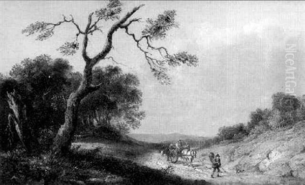 A Peat Cutter And Figures In A Cart On A Track - view 1