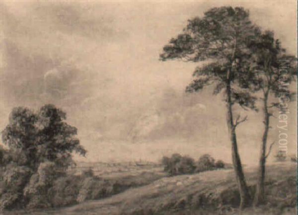 An Extensive Wooded Landscape With A Town Beyond - view 1