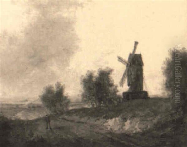 Figure Along Path With Windmill - view 1