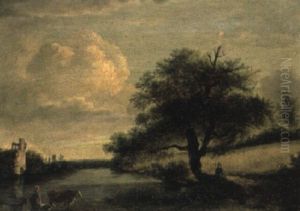Drover With Cows In A Landscape by Patrick Nasmyth