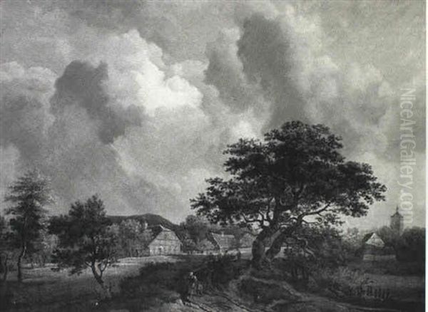 Landskab Huse Og Stort Trae - view 1