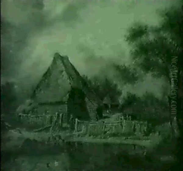Landscape With Figure By A Barn And Ducks On A Pond - view 1