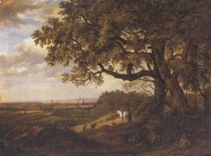 Landscape With Figures And Their Horses by Patrick Nasmyth
