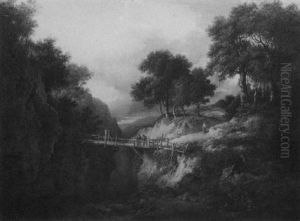 Landscape With Figures On A Bridge by Patrick Nasmyth