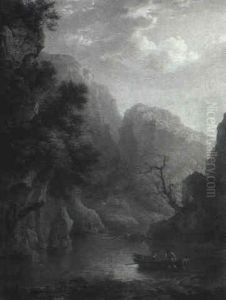 Boaters In A Mountainous Riverlandscape