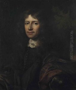 Portrait Of A Gentleman, Half-length, In A Brown Mantle And Black Waistcoat, A Landscape Beyond