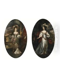 Portraits De Dame En Minerve, Portrait De Dame En Diane Chasseresse (pair) by Pieter Nason