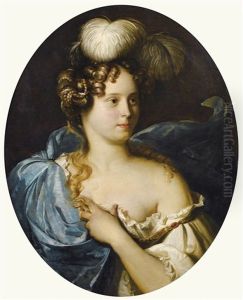 Portrait De Jeune Femme Au Chapeau Bleu by Pieter Nason