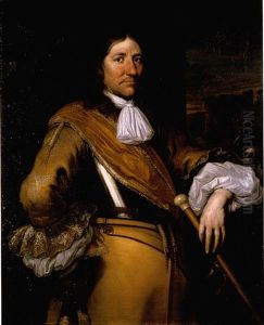 Portrait Of A Soldier Wearing A Buff Surcoat And Breastplate And Holding A Baton