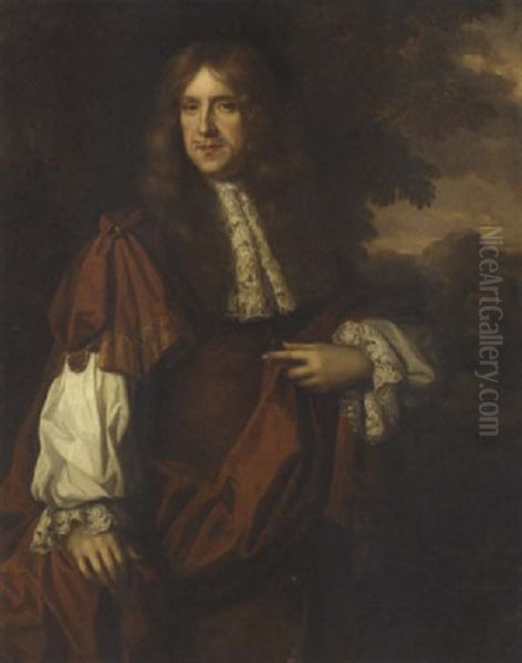 Portrait Of A Gentleman In Brown Robes, In A Wooded Landscape - view 1