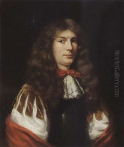 A Portrait Of A Young Gentleman Wearing A White Chemise And A White Lace Scarf Together With A Red Bow And Shawl