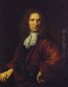 Portrait Of A Gentleman, In A Red Gown And A Lace Necktie