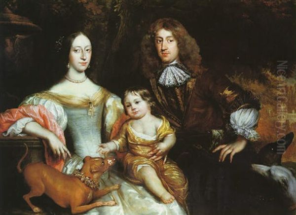 A Group Portrait Of A Family With Their Dogs - view 1