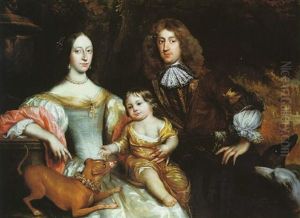 A Group Portrait Of A Family With Their Dogs by Pieter Nason
