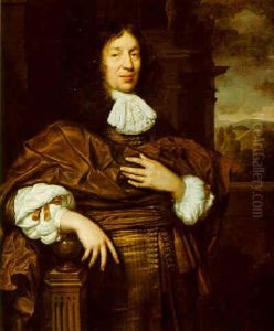 Portrait Of The Chevalier De Smeth De Hironcourt In A Brown Coat, Standing At A Stone Parapet With A Landscape Beyond