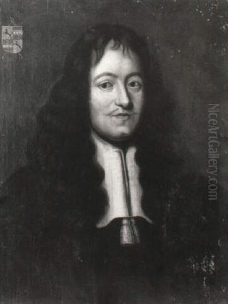 Portrait Of A Gentleman In Black Costume And A White Collar - view 1