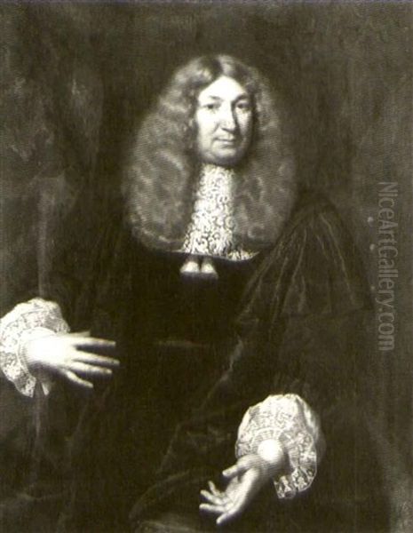 Portrait Of An Elegant Gentleman, Seated Before A Hanging Carpet - view 1