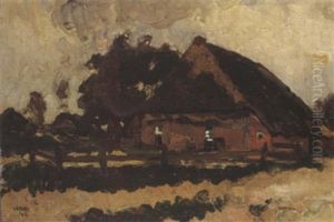 A Farm House In A Landscape by Willem Van Der Nat