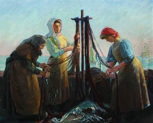 The Fishermen's Wives Doing The Net - view 1