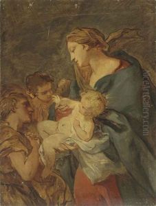 The Virgin And Child With Attending Angels by Charles Joseph Natoire