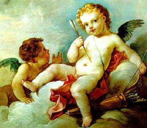 Amor Und Amoretten Auf Einer Wolkenbank Sitzend by Charles Joseph Natoire