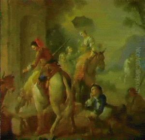Une Fontaine Ou Plusieurs Personnes Viennent Se Reposer by Charles Joseph Natoire