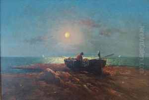 Pecheur Au Clair De Lune by Louis Nattero