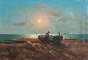 Pecheur Dans Sa Barque by Louis Nattero