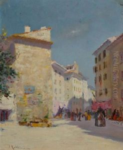 Place De Village Animee by Louis Nattero