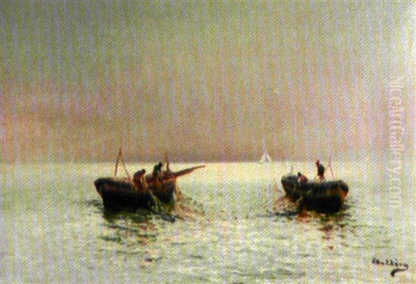 Pecheurs En Mer Remontant Leurs Filets - view 1