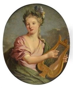 Jeune Femme A La Lyre by Jean Baptiste Nattier