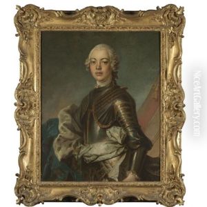 Portrait Of A Gentleman, Half Length, Wearing Armour With A Blue Ermine-lined Cloak