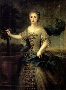 Portrait De La Comptesse De Villiers by Jean Baptiste Nattier