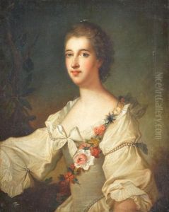 Portrait Of Louise-henriette-gabrielle De Lorraine, Duchess Of Bouillon, Half-length, In A White Dress With A Flower Garland