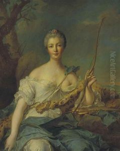 Portrait De Jeanne-antoinette Poisson (1722-1764), Marquise De Pompadour, En Diane by Jean Marc Nattier