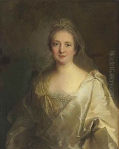 Portrait Of A Lady, Three-quarter Length, In A White Dress And Pearls