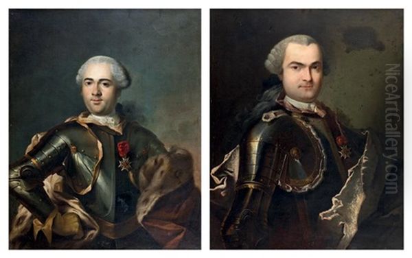 Portrait D'etienne-paul Le Noir Du Breuil, Lieutenant Commandant Du Regiment De La Reine, Chevalier De Saint Louis Et Portrait D'un Membre De La Famille Le Noir Du Breuil, Chevalier De Saint Louis (pair) - view 1