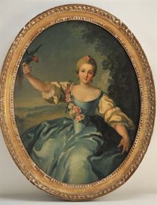 Young Lady With Dog And Parrot by Jean Marc Nattier