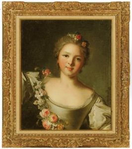 Portrait Of Francoise-renee De Carbonnel De Canisy, Marquise D'antin, With A Wreath Of Flowers In Her Hair And A Garland Of Flowers Around Her Shoulder