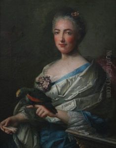 Portrait Of Noblewoman With Parrot by Jean Marc Nattier
