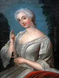 Dame Mit Sittich Vor Einer Parklandschaft by Jean Marc Nattier