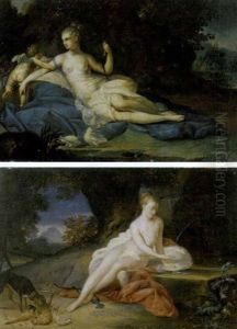 Venere E Cupido (+ Diana Presso Una Fontana; 2 Works) by Jean Marc Nattier