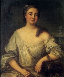 Portrait De Jeune Femme En Souce by Jean Marc Nattier